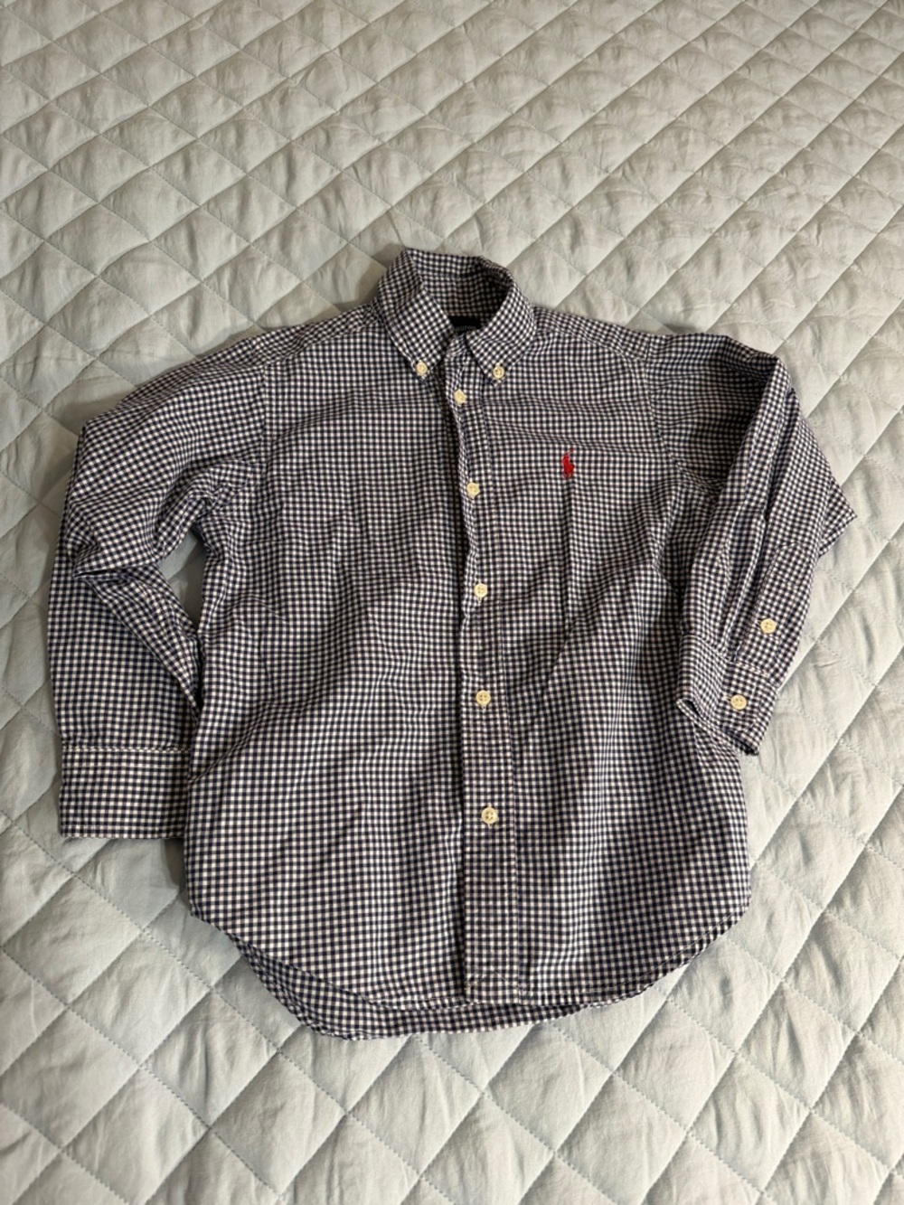 Ralph Lauren Black and White Gingham Button-Down Shirt